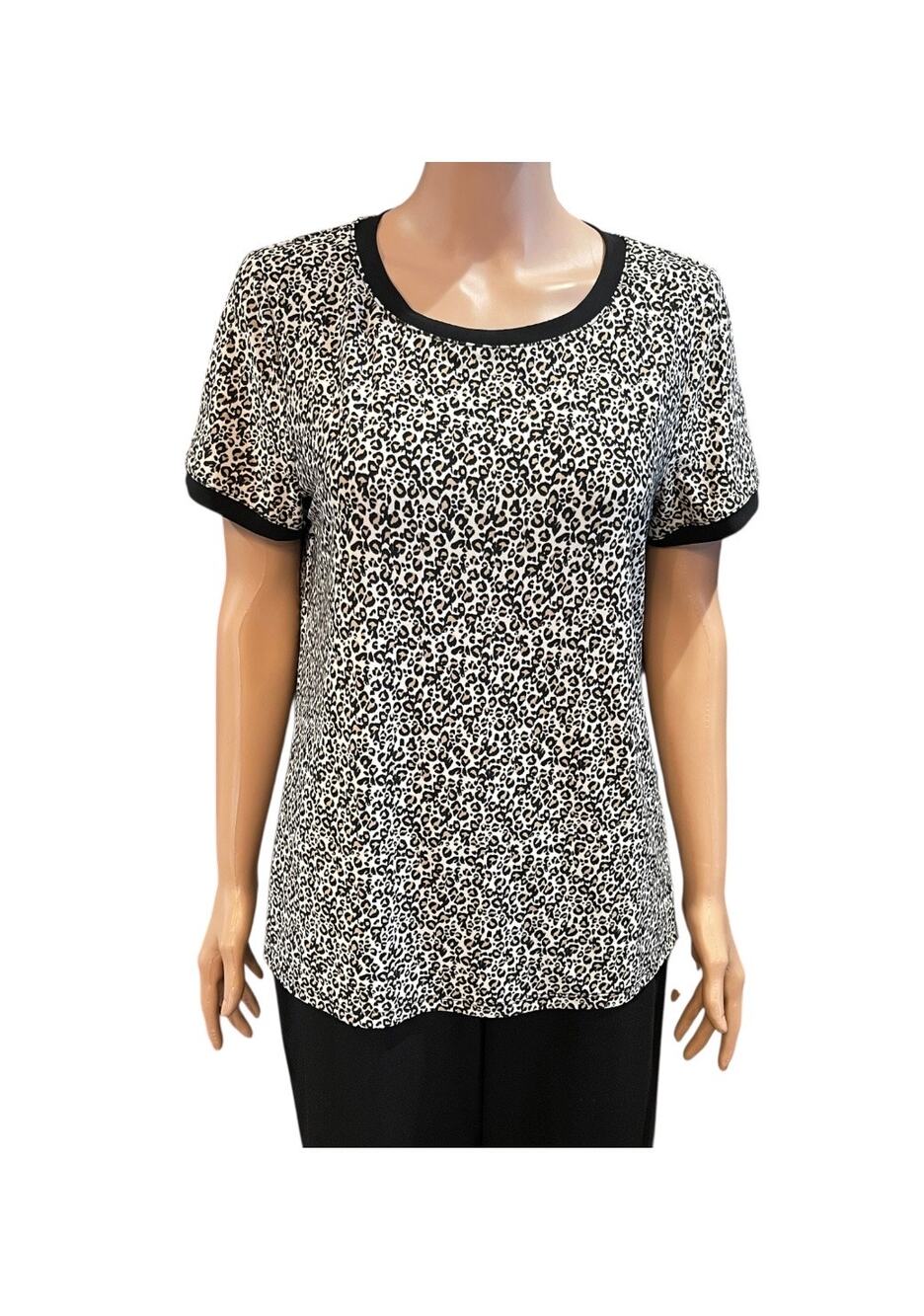 Anne Klein Short Sleeve Print Top Shirt Size Large